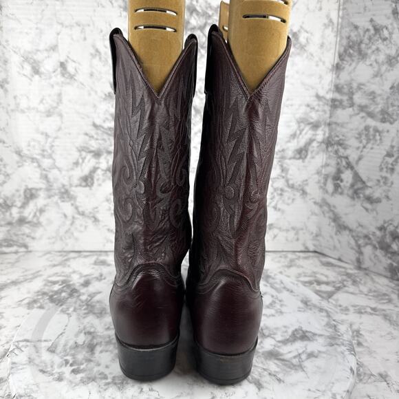Dan Post Mens Mignon Western Round Toe Cowboy Boots Size 9.5 Burgundy Leather - Picture 4 of 8